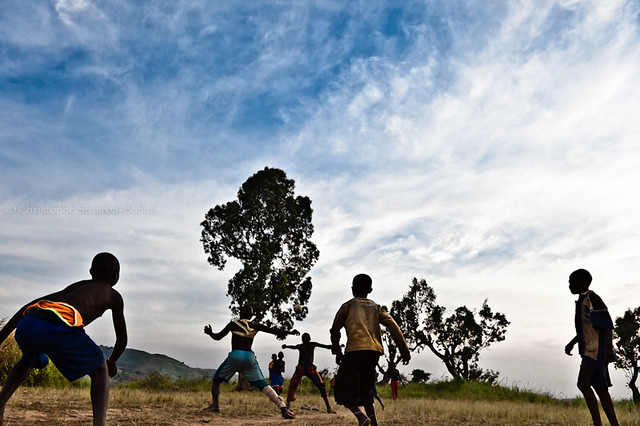 Children Playing Football In Africa