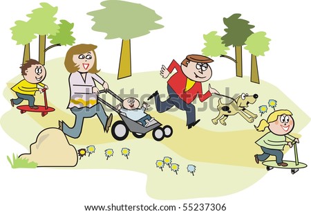 Children Playing In The Park Cartoon