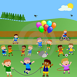 Children Playing In The Park Clipart