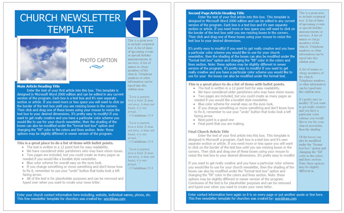 Free Newsletter Templates For Word