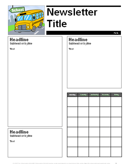 School Newsletter Templates Free